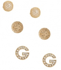 G by GUESS Mesh Covered Pearl Bead and Stud Earring, GOLD G by GUESS Mesh Covered Pearl Bead and Stud Earring, GOLD