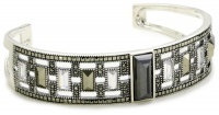 Judith Jack Magnifique Sterling Silver, Marcasite and Hematite Bangle Bracelet