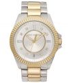 An oversized Stella collection timepiece with golden accents and Swarovski sparkle, by Juicy Couture.