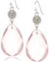 Nine West Sweet Celebration Silver-Tone Faceted Pink Drop Earrings