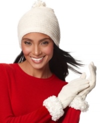 Soar through winter weather with these chenille gloves featuring a fun, feathery cuff. By Charter Club.