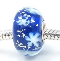 A24 Let it Snow! Snowflakes in a Royal Blue European Murano Style Glass Bead Charm with Solid Sterling Silver Single Core Stamped 925 Fits Pandora Biagi Chamilia Troll Bracelets A24 Let it Snow! Snowflakes in a Royal Blue European Murano Style Glass Bead Charm with Solid Sterling Silver Single Core Stamped 925 Fits Pandora Biagi Chamilia Troll Bracelets