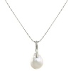 Sterling Silver White Pear-Shaped and Coin Freshwater Cultured Pearl Pendant Chain Necklace (13-14mm), 16+2