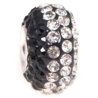 Swarovski CZ Diamond Black and White Bead Silver Single Core Fit Pandora Chamilia Style Bracelet Swarovski CZ Diamond Black and White Bead Silver Single Core Fit Pandora Chamilia Style Bracelet