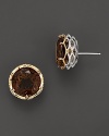 Sterling silver and 18K yellow gold frame faceted cognac quartz rounds. By Tacori.