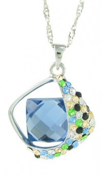 Glittering Rhinestones Square Swarovski Elements Crystal Pendant Necklace W. 18k White Gold Plated Chain December Birthstone Blue Topaz BLACK FRIDAY WEEK SPECIAL SALE Glittering Rhinestones Square Swarovski Elements Crystal Pendant Necklace W. 18k White Gold Plated Chain December Birthstone Blue Topaz BLACK FRIDAY WEEK SPECIAL SALE