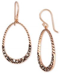 Add some glitter and glam to your look. Genevieve & Grace's pretty open-cut oval drop earrings feature sparkling marcasite in 18k rose gold over sterling silver. Approximate drop: 1-7/8 inches. Add some glitter and glam to your look. Genevieve & Grace's pretty open-cut oval drop earrings feature sparkling marcasite in 18k rose gold over sterling silver. Approximate drop: 1-7/8 inches.