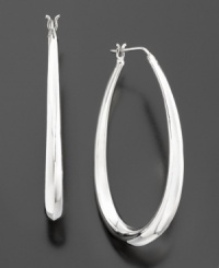 Every stylish girl's got them. A sleek pair of hoop earrings is the ultimate accessory. These hoops feature a graduated, teardrop design set in sterling silver. Approximate diameter: 1-3/4 inches. Every stylish girl's got them. A sleek pair of hoop earrings is the ultimate accessory. These hoops feature a graduated, teardrop design set in sterling silver. Approximate diameter: 1-3/4 inches.