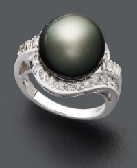Polish your look and your presentation. This elegant ring features a swirling 14k white gold setting and round-cut diamonds (5/8 ct. t.w.) highlighting a gorgeous, cultured Tahitian pearl (12-13 mm). Polish your look and your presentation. This elegant ring features a swirling 14k white gold setting and round-cut diamonds (5/8 ct. t.w.) highlighting a gorgeous, cultured Tahitian pearl (12-13 mm).