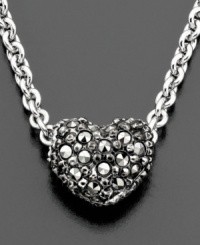 Be strong of heart. This beautiful Judith Jack sterling silver necklace is overflowing with Austrian crystal and genuine marcasite. Approximate length: 16 inches; approximate drop: 1/4 inch. Be strong of heart. This beautiful Judith Jack sterling silver necklace is overflowing with Austrian crystal and genuine marcasite. Approximate length: 16 inches; approximate drop: 1/4 inch.