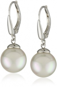 Majorica Sterling Silver 10mm Grey Round Drop Earrings Majorica Sterling Silver 10mm Grey Round Drop Earrings