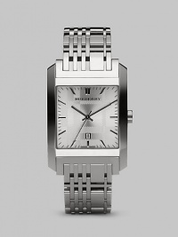 A textured check silver dial imbued with Swiss quartz precision and a check-inspired link bracelet. Quartz movement Water-resistant to 5 ATM/50m Solid stainless steel case Textured check silver dial Link bracelet Second hand Date display Square case, 33mm, 1.3 Bracelet width, 20mm, 0.79 Made in Switzerland A textured check silver dial imbued with Swiss quartz precision and a check-inspired link bracelet. Quartz movement Water-resistant to 5 ATM/50m Solid stainless steel case Textured check silver dial Link bracelet Second hand Date display Square case, 33mm, 1.3 Bracelet width, 20mm, 0.79 Made in Switzerland