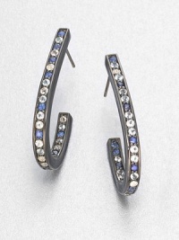 Elegant arcs set with icy cool gemstones are edged and backed with smooth enamel in this stunning yet simple design.Blue sapphire, white topaz and blue topazBlack rhodium-plated sterling silverLength, about 3Post backImported Elegant arcs set with icy cool gemstones are edged and backed with smooth enamel in this stunning yet simple design.Blue sapphire, white topaz and blue topazBlack rhodium-plated sterling silverLength, about 3Post backImported