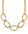 Well-connected. This necklace from Robert Lee Morris is crafted from gold-tone mixed metal and features oval links in varying size for an eclectic look. Approximate length: 16 inches + 3-inch extender. Approximate drop: 1 inch.