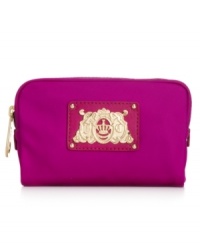 Pretty practical, this cosmetic case from Juicy Couture is the perfect it girl accessory. Crafted in soft yet sturdy nylon with luxe signature hardware, it elegantly stows your beauty must-have when you're on-the-move. Pretty practical, this cosmetic case from Juicy Couture is the perfect it girl accessory. Crafted in soft yet sturdy nylon with luxe signature hardware, it elegantly stows your beauty must-have when you're on-the-move.