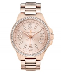 Lend a touch of rosy warmth to your daily look with this chic Jetsetter watch from Juicy Couture. Lend a touch of rosy warmth to your daily look with this chic Jetsetter watch from Juicy Couture.