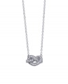 Everlasting style and shimmer combine. CRISLU's stunning Forever Knots pendant features a chic intertwined shape decorated by round-cut cubic zirconias (3/8 ct. t.w.). Crafted in platinum over sterling silver. Approximate length: 16 inches + 2-inch extender. Approximate drop: 3/4 inch.