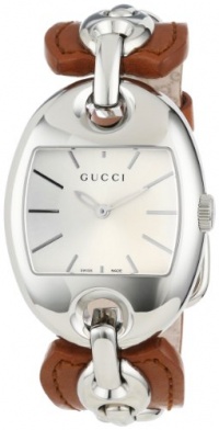 Gucci Women's YA121309 Marina Chain Medium Steel and Brown Leather Bangle Watch Gucci Women's YA121309 Marina Chain Medium Steel and Brown Leather Bangle Watch
