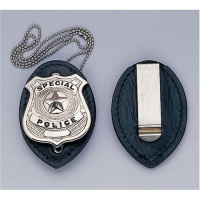 Clip on Leather Badge Holder W/Silver Chain ***BADGE NOT INCLUDED*** Clip on Leather Badge Holder W/Silver Chain ***BADGE NOT INCLUDED***