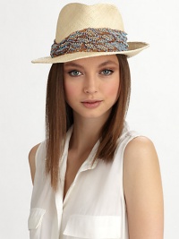 A beaded, sequined band elevates this chic, casual style.90% hemp/10% cottonRuched, sequined bandBrim, about 2¼Hand washMade in USA of imported fabric A beaded, sequined band elevates this chic, casual style.90% hemp/10% cottonRuched, sequined bandBrim, about 2¼Hand washMade in USA of imported fabric