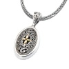 925 Silver Oval Celtic-Design Cross Pendant with 18k Gold Accents