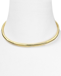 Alexis Bittar's thin gold collar is a striking example of the label's contemporary edge. With modernism a key trend, this piece lends basic necklines a sculptural air. Alexis Bittar's thin gold collar is a striking example of the label's contemporary edge. With modernism a key trend, this piece lends basic necklines a sculptural air.