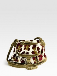 An exotic leopard print covers this slouchy flap-top style, pairing lustrous pony hair with extra-soft suede. Adjustable suede shoulder strap, 19-24 dropTop handle, 6 dropMagnetic flap closureOne outside zip pocketOne inside open pocketThree credit card slotsCotton lining5W X 7H X 2DImported An exotic leopard print covers this slouchy flap-top style, pairing lustrous pony hair with extra-soft suede. Adjustable suede shoulder strap, 19-24 dropTop handle, 6 dropMagnetic flap closureOne outside zip pocketOne inside open pocketThree credit card slotsCotton lining5W X 7H X 2DImported