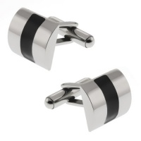 Silver and Black Contoured Stainless Steel Cufflinks For Men 20X12mm Silver and Black Contoured Stainless Steel Cufflinks For Men 20X12mm
