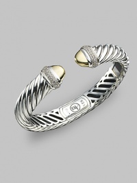 Wrapped with pavé diamonds and accented with golden domes, this bracelet is elegant on its own or worn in multiples. Sterling silver with 18k gold detail Diamonds, tcw 0.48 About ½ wide Imported Wrapped with pavé diamonds and accented with golden domes, this bracelet is elegant on its own or worn in multiples. Sterling silver with 18k gold detail Diamonds, tcw 0.48 About ½ wide Imported