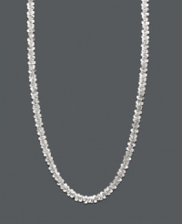 Sleek and elegant. Nothing spells essential like a simple chain necklace. Crafted in 14k white gold, this chain features an intricate faceted design. Approximate length: 16 inches. Sleek and elegant. Nothing spells essential like a simple chain necklace. Crafted in 14k white gold, this chain features an intricate faceted design. Approximate length: 16 inches.