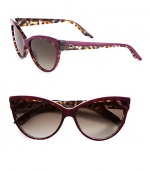 A classic cat's-eye design gets an on-trend update with a wild panther print. Available in panther with brown gradient lens or plum panther with brown gradient lens. Acetate logo temples100% UV protectionMade in Italy