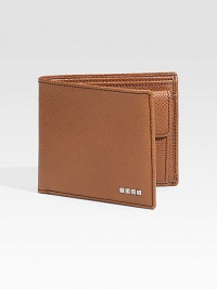 EXCLUSIVELY AT SAKS. A timeless leather classic, elegantly appointed in lightly textured leather with metal logo accents. One bill compartment Coin pocket Four card slots 4 X 3½ Made in Italy EXCLUSIVELY AT SAKS. A timeless leather classic, elegantly appointed in lightly textured leather with metal logo accents. One bill compartment Coin pocket Four card slots 4 X 3½ Made in Italy
