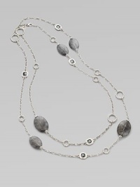 A long piece punctuated with hematite, slate quartz and circle links. Sterling silver Faceted hematite Slate quartz stone Lobster clasp closure Length, about 55 Imported A long piece punctuated with hematite, slate quartz and circle links. Sterling silver Faceted hematite Slate quartz stone Lobster clasp closure Length, about 55 Imported