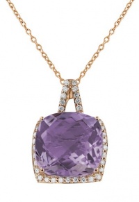 Effy Jewlery 14K Rose Gold Amethyst and Diamond Pendant, 10.29 TCW Effy Jewlery 14K Rose Gold Amethyst and Diamond Pendant, 10.29 TCW