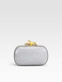 A striking top-clasp leather design coated in sparkling sequins. Detachable chain shoulder strap, 20¾ dropBranch top claspOne inside open pocketFully lined5¼W X 3½H X 1½DImported A striking top-clasp leather design coated in sparkling sequins. Detachable chain shoulder strap, 20¾ dropBranch top claspOne inside open pocketFully lined5¼W X 3½H X 1½DImported