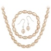 Sterling Silver Freshwater Cultured Pink Pearl Necklace, Bracelet Earring Jewelry Set