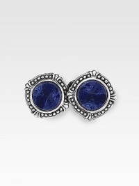 A rich, welcome burst of color in smooth lapis stones, set into engraved sterling silver. ¾ dia Made in USA A rich, welcome burst of color in smooth lapis stones, set into engraved sterling silver. ¾ dia Made in USA