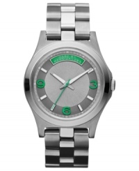 Bright green accents take this gunmetal-hued watch to the next level, by Marc by Marc Jacobs. Bright green accents take this gunmetal-hued watch to the next level, by Marc by Marc Jacobs.