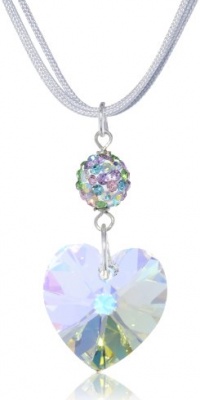 Genuine Swarovski Crystallized Elements Heart and Crystal Fireball Pendant Necklace, 18