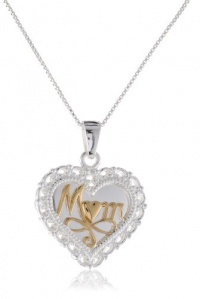 Sterling Silver Mom, A Mother's Love Is The Greatest Gift of All Reversible Heart Pendant Necklace, 18 Sterling Silver Mom, A Mother's Love Is The Greatest Gift of All Reversible Heart Pendant Necklace, 18