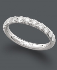 The perfect pairing for your engagement ring. This stunning wedding band features a seamless row of pave-set round-cut diamonds (3/4 ct. t.w.). Set in 14k white gold. The perfect pairing for your engagement ring. This stunning wedding band features a seamless row of pave-set round-cut diamonds (3/4 ct. t.w.). Set in 14k white gold.