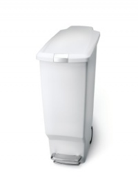 simplehuman 40-Liter Slim Plastic Step Can, White simplehuman 40-Liter Slim Plastic Step Can, White