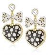 Betsey Johnson Pretty Polka Dots Polka Dot Heart & Bow Drop Earrings