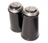 Oggi Salt and Pepper Shaker Set with Stainless Steel Tops, Black