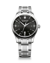 Put a sleek, utilitarian spin on your day-to-day looks with this stainless steel watch from Victorinox Swiss Army, boasting a matte black dial and luminous hands. It's classic round face give it a timeless feel, backed up by precision analog quartz movement. Put a sleek, utilitarian spin on your day-to-day looks with this stainless steel watch from Victorinox Swiss Army, boasting a matte black dial and luminous hands. It's classic round face give it a timeless feel, backed up by precision analog quartz movement.