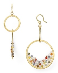 Multi colored stones and striking crystals take these dangly hoop earrings from Chan Luu from simple to stunning. Like her signature wrap bracelets, this pair lends an effortless dose of eclectic beauty. Multi colored stones and striking crystals take these dangly hoop earrings from Chan Luu from simple to stunning. Like her signature wrap bracelets, this pair lends an effortless dose of eclectic beauty.