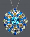 A budding bloom is just the right look for spring. Town & Country's vivacious flower pendant features blue topaz (5 ct. t.w.), peridot (7/8 ct. t.w.), and citrine (5/8 ct. t.w.) set in sterling silver. Approximate length: 18 inches. Approximate drop: 1 inch.