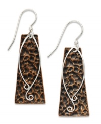 Accessorize with shapes. Jody Coyote's trendy rectangle-shaped earrings are set in sterling silver and copper. Approximate drop: 1-3/4 inches. Accessorize with shapes. Jody Coyote's trendy rectangle-shaped earrings are set in sterling silver and copper. Approximate drop: 1-3/4 inches.