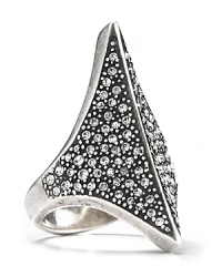 Indulge in decadently dark glamor with this ring from Made Her Think. A perfect example of edgy-cool, it flaunts a sharp shape and bold crystal accents. Indulge in decadently dark glamor with this ring from Made Her Think. A perfect example of edgy-cool, it flaunts a sharp shape and bold crystal accents.