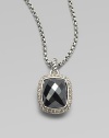 From the Noblesse Collection. A beautifully, faceted hematite stone surrounded by dazzling diamonds in sterling silver on a box chain. HematiteDiamonds, .3 tcwSterling silverLength, about 17Pendant size, about ½Lobster clasp closureImported 
